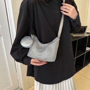 half-mo Crystal Shoulder Bag Zirc Large Capacity Evening Clutch Underarm Bag Korean Style Storage Bag Rhineste Handbag c9Tw#