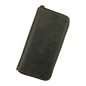 Brieftaschen handgefertigt Vintage Crazy Horse Cow Leder Brieftaschen Männer echtes Leder langer Geldbörse Mann Geldbeutel Männliche Geldclips Geld Mobiltelefontasche