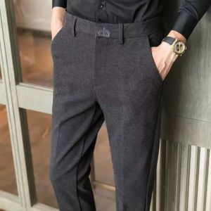 Lights Men's Pants Golf Wear 2024 Winter New Light Luxury Woolen Casual Golf Pants High Quality Golf Clothing Men electric bike