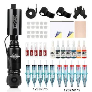 Maschine Wireless Tattoo Kit Komplette Raketendrehmaschinen -Pen -RCA -Schnittstelle mit Ringschalter Stromversorgung für Anfänger -Tattoo -Vorräte