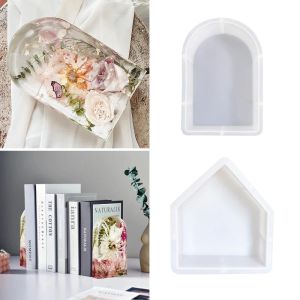 Utrustning Arch House Shape Bookend Crystal Epoxy Harts Mold Book Stand Exempel Dekorationer Silikon Mögel Diy Casting Tools