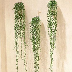 Dekorativa blommor Plastpärlor Lover Tear Plants Artificial Succulent Fake Flowers/Green Potted Wall Hanging Decor for Home Garden