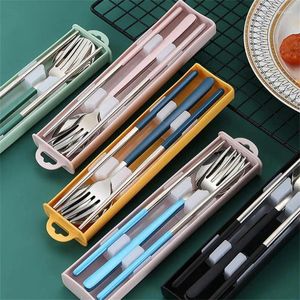 Dinnerware Sets Travel Cutlery Durable With Box For Students Camping Nice Stainless Steel Tableware Tools Portable Set High Quality