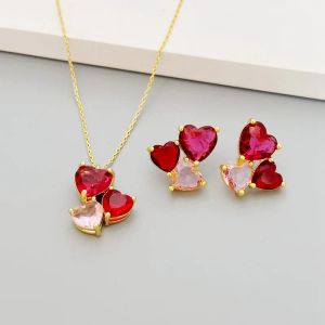 Colares de colar de brincos de coração fofo jóias femininas