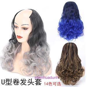 Designer Human Wigs Hair for Women U-formad halvhuvud peruk Kvinnor Medium Long Large Wave Pear Curl med naturlig fluffig lockig