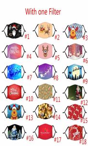 18 Styles Chirstmas Face Masks Santa Clause Printing Mouth Cover Dustpoof PM25 mask With Filter Washable Running Bike Protective 3772384