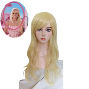 Film Barbie Barbie Cos Wig Barbie Cosplay Light Gold cosplay Wig Micro Curly Hair Long Hair Wig