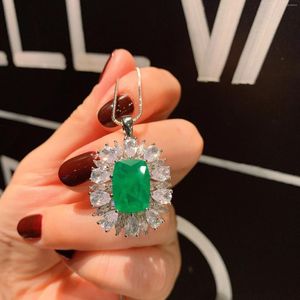 Tartmoncular Ruzzallati 10 14mm Paraiba Tourmaline Doğal Laboratuar Emerald Kolye Kutu Zinciri Gümüş Renkli Takı Kadın Mücevherat