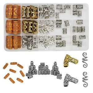 75pcs/box Mix Metal Spring Ring Hair Braid Dreadlocks Beads Clips Hair Decoration Accessories with Storage Box 240409