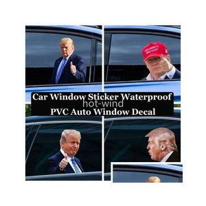 Bandeiras de banner 2024 Eleição Trump Decalques adesivos de carro engraçado Janela esquerda para a direita Descarga fora de gestão de decalque de PVC à prova d'água C0622X2 Drop OTATVV