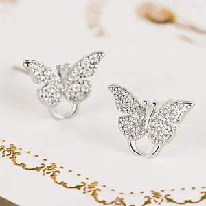 Gestüt Ohrringe Mode weiblich 925 Sterling Silber Long Tail Schmetterling Eingelegtes Kubikzirkon für Frauen Statement Schmuck Geschenk