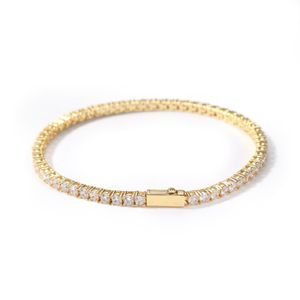 남성용 골드 체인 팔찌 힙합 Damond Tennis Jewelry 싱글 행 모조리 모양의 팔찌 4mm225u