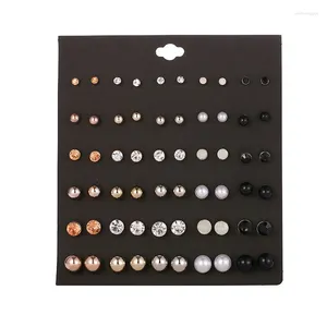 Studörhängen Fashion Jewelry Imitation Pearls Crystal Set Ear Studs 30 Pair Board Wholesale Ankomst