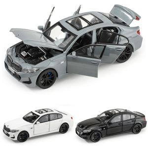 Cars 1/32 BMW 320i SUV Miniature Diecast Toy Modelo de carro Som portas de luz Open Educational Collection Presente para crianças menino garoto