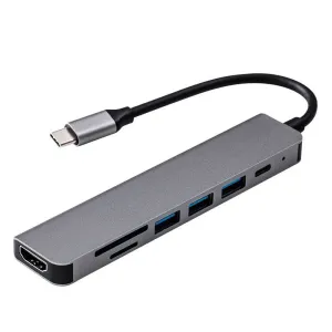 Хабс USB C Hub 7 в 1 Type C 3.0 Адаптер 4K HDMicabatible SD TF Card PD Fast Charge SplitterHub для телефона MacBook Compoctire