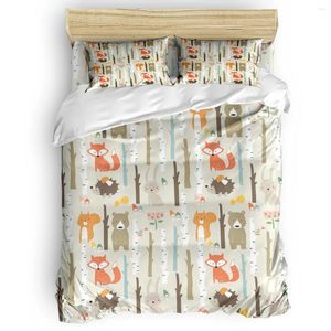 Set di biancheria da letto da 4 pezzi Copertura del piumone Forest Forest Animal Tree Bear Set Child Set Conditore di lusso