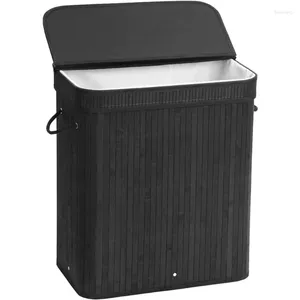 Laundry Bags Hamper With Lid Clothes Organizer Bedroom Basket Foldable Storage For Room Black ULCB63H 100L Dirty Home