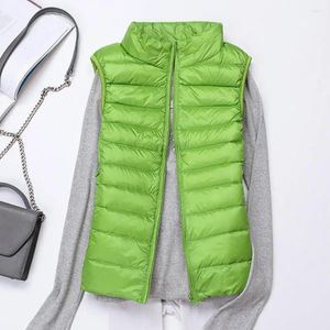 Women's Vests Women Down Vest Solid Color Stand Collar Sleeveless Coat Autumn Winter Slim Fit Fluffy Filling Waistcoat For Daily Wear