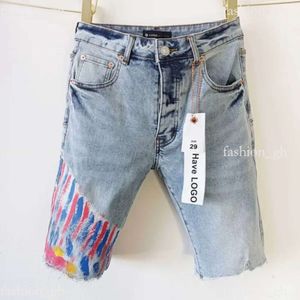 Purple marka dżinsowe projektant dżinsów dżinsy spodnie Hip Hop swobodny krótkie kolano długość dżinsowa odzież 29-40 Wysokiej jakości szorty dżinsy 813