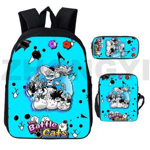 Väskor The Battle Cats 3D Print ryggsäck 3 st/Set Cartoon School Back Pack för pojkar ryggsäck dagis män kvinnor bärbar dator resväska