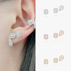 Earrings 925 Sterling Silver Luxury Jewelry Droplet Block Irregular My Twin Diamond Women's Mixed Earrings. Festival Gifts