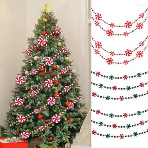 Decorative Flowers 2.4m Christmas Acrylic Bead Candy Garland Circle Tree Decoration For Home Party Banner Year Wall Ornament