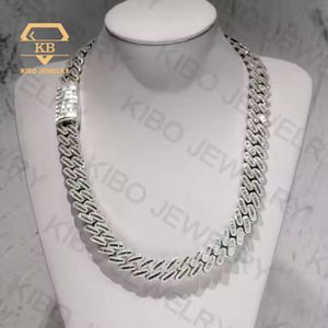 Моссанитовые цепи багет с бриллиантом 18 -миллиметровый ожерелье для мужчин серебряный серебряный vvs vvs moissanite cuban inclind ganize