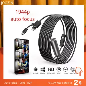 Kameras Auto Focus 5MP Endoskopkamera Boorscope für die Autorohrinspektion 1080p Mini -Kamera 4 LED -Kabel Kamera Android PC