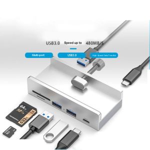 Nav aluminium USB Type C 3.0 nav Telefonhållare SD TF Micro USB Memory Card Reader Läsare Telefonladdare DC Power Adapter Multiple Extend Dock