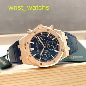 AP Grestest Wrist Watch Royal Oak Series 26240or Rose Gold Blue Belt Belt Homem Moda de lazer esportes Back Transparent Mechanical Watch