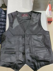 Men's Jackets Genuine Leather Vest Man First Layer Cowhide Waistcoat Outdoor Casual Multi-Pocket Four Seasons