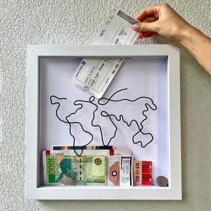 Adventure Archive Money Box Travel Ticket Storage Box Money Box Postcard Souvenir Money Case Map Boxes Po Frame 240408