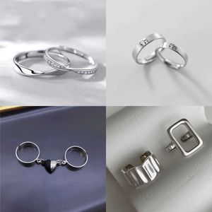 2 Band Pcs Punk Magnet Couple Cuban Chain Charm Rings for Lovers Heart Attract Paired Brazalete Jewelry Gift G230327 G3037