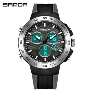 Sanda 3112 패션 트렌드 다중 기능 남성 방수 나이트 라이트 야외 스포츠 다목적 전자 시계