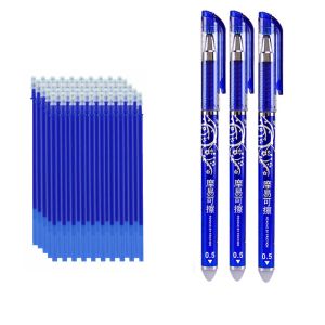 Canetas 100 Reabilições apagáveis +3 Conjunto de caneta apagável de 0,5 mm Manuja lavável Gels mágicos Rods escolares escrevendo suprimentos de artigos de papelaria