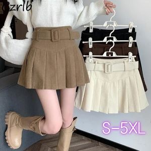 Mini veckade kjolar kvinnor söta s-5xl casual sommar girlish koreansk stil Empire Age-Reducing Corduroy Harajuku foder 240418