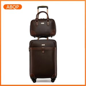 Luggage ABQP 16 "portable Suitcase Men's Leather Carry on Suitcase Universal Wheel 20" Boarding Luggage Sets Travel Female Password Box