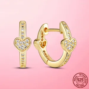 Orecchini a cerchio 2024 3 Colori 925 Cuore paving scintillante d'oro in rosa argento per donne cz zircone gioielli di moda