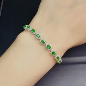 Strands HOYON S925 Sterling silver Bracelet For Women New Simulation Emerald Tourmaline Colorful Treasure Bracelet Fashion Hand Jewelry