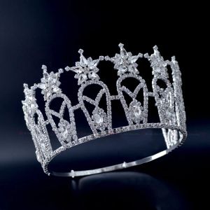 Biżuteria Korony Korony Miss Beauty Crown Quanlity Rhinestone Tiaras Bridal Wedding Hair Akcesoria Regulowane opaska na głowę MO232