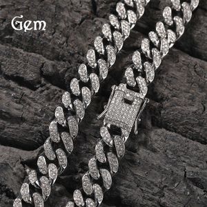 Gumeng Hip Hop Neues Produkt 12mm Legierung Diamant Eingelegtes Männer Kubanische Halskette Street Unmögliches vielseitiger Schmuck