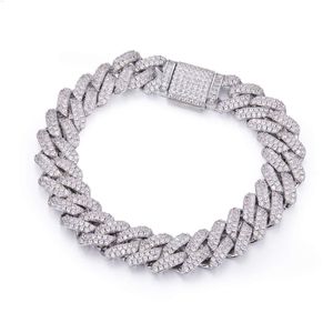 Miami Iced Out S925 Sterling Silver 14mm 16 18 20 22 24 26 Inch Moissanite Choker Baguette Cuban Link Chain Halsband för män