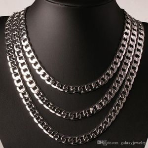 YHAMNI Original 925 Silver Vintage Chain Necklace Men Jewelry 8mm Fashion Statement Necklace Full Side Necklace YN034265z