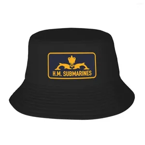 Berets H.M. Submarines Patch Bucket Hat Panama For Kids Bob Hats Cool Fisherman Summer Beach Fishing Unisex Caps