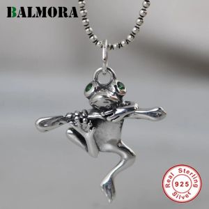 Pendants BALMORA Real 100% 925 Pure Silver Frog Pendant For Women Men Cute Hanging Pendant Thai Silver Jewelry Decoration Without Chain