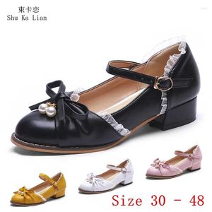 Scarpe casual tacchi medici bassi 3 cm donne pompe quadrate caviglia cinturino da donna gattino piccolo più taglia 30 - 48