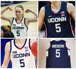 Benutzerdefinierte Vintage 5 Paige Bueckers College Basketball Trikots Männer Kinder Damen Marine Blue White Alle Namensnachrichten US S-5xl