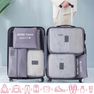 Bolsas 7/6pcs Travel Saytcase Organizer Bag Woman Packing Cubes para Travel Shoes Roupas Organizador de armazenamento Baga de maquiagem Organizador