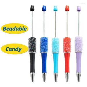 10pcs DIY Sugar Beaded Pen Diamond Gift Wholesale Advertising Luxury Beadable Ballpoint Set Freebies Office Supplies