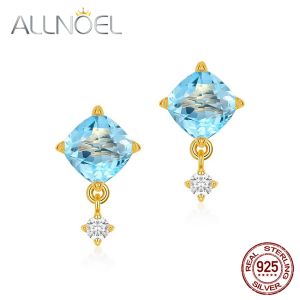 Collane Allnoel Sterling Silver 925 Orecchini per donne Sky Blue Topaz 5A White Zircon Luxury Wedding Engagement Gioielli